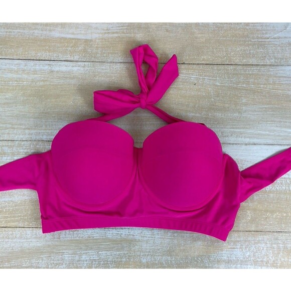 Unbranded Other - Bikini Swim Top Women Size L 12-14 Hot Pink Halter Straps